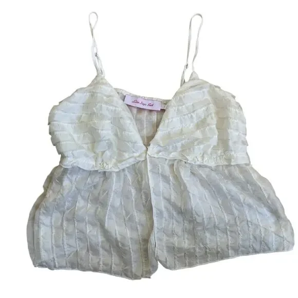 Lisa Say Gah Sz S Ivy Top Vanilla Ruffle Tank Top - Picture 8 of 16